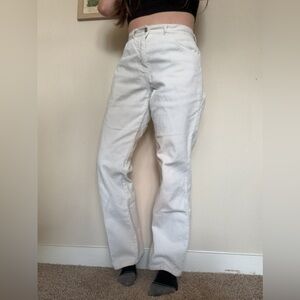 John Galt/brandy melville white high-waisted straight-leg corduroy pants